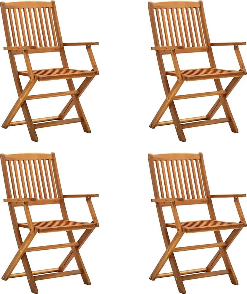 vidaXL Scaune pliabile de exterior, 4 buc., lemn masiv de acacia