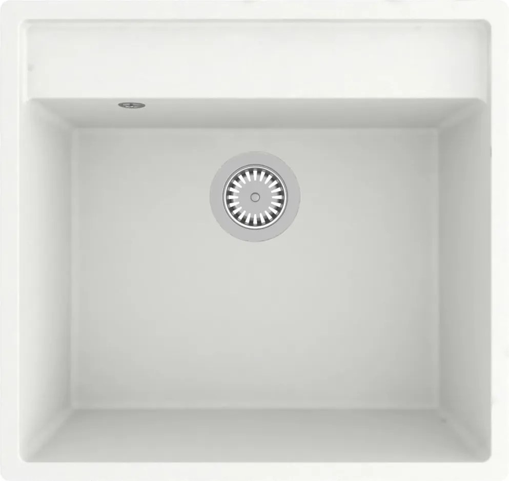 vidaXL Chiuvetă de bucătărie cu orificiu de preaplin, alb, granit