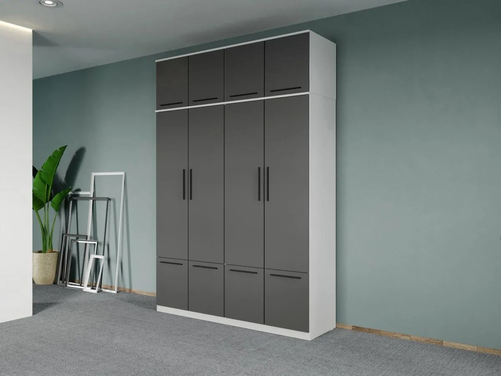 Set mobila dormitor 4 piese Alb/Gri Levi C22
