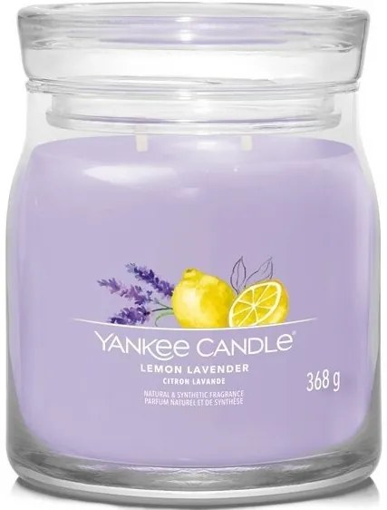 Lumânare parfumată Yankee Candle Signature în borcan, medie, Lemon Lavender, 368 g, M