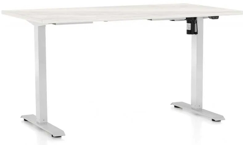 Masă înălțime reglabilă OfficeTech A, 120 x 80 cm, picioare albe, frasin alb