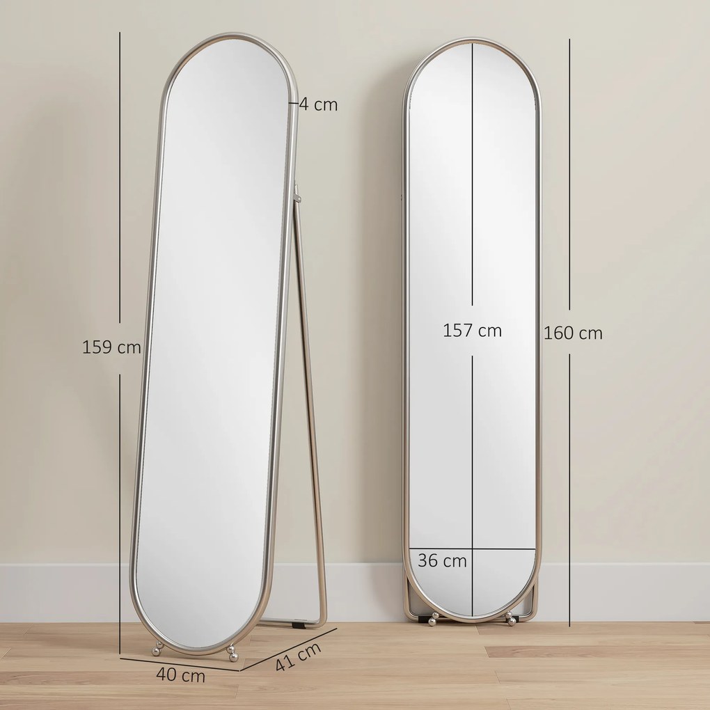 HOMCOM Oglindă Ovală Aurie Înaltă | Aosom Romania