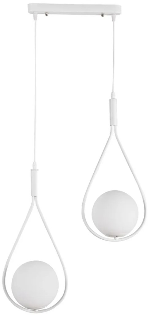 Pendul Cu Doua Globuri, Soclu E14, Alb