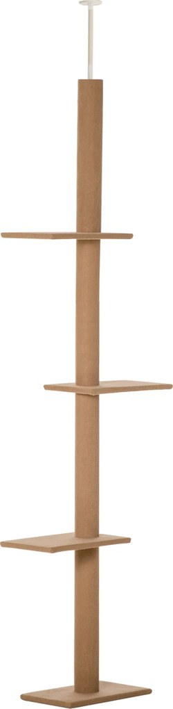 PawHut Coloană de Zgâriat Reglabilă pe 4 Nivele, Tapițată, 43x27x228-260cm, Gri | Aosom Romania