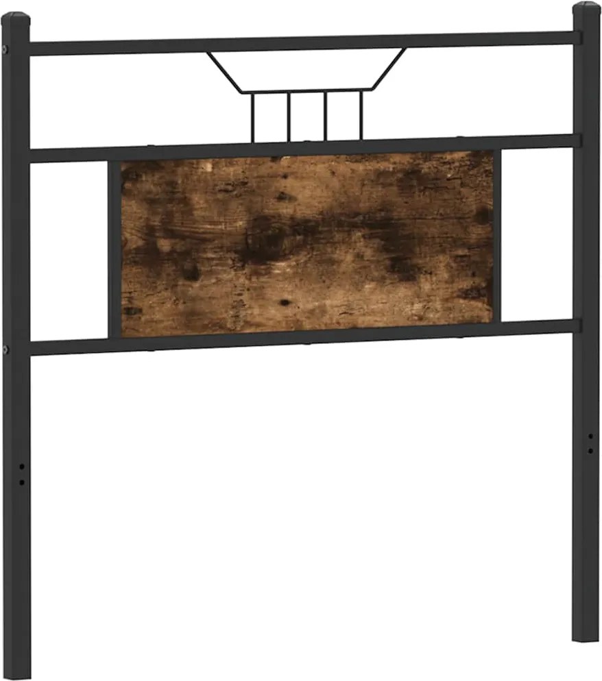 vidaXL Tăblie de pat de schimb, stejar fumuriu, 75 cm, lemn prelucrat și oțel