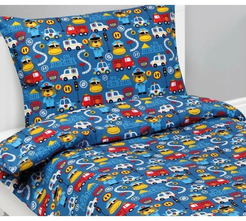 Bellatex Lenjerie de pat din bumbac pentru copiiJunior Rescuers albastru, 140 x 200, 70 x 90 cm