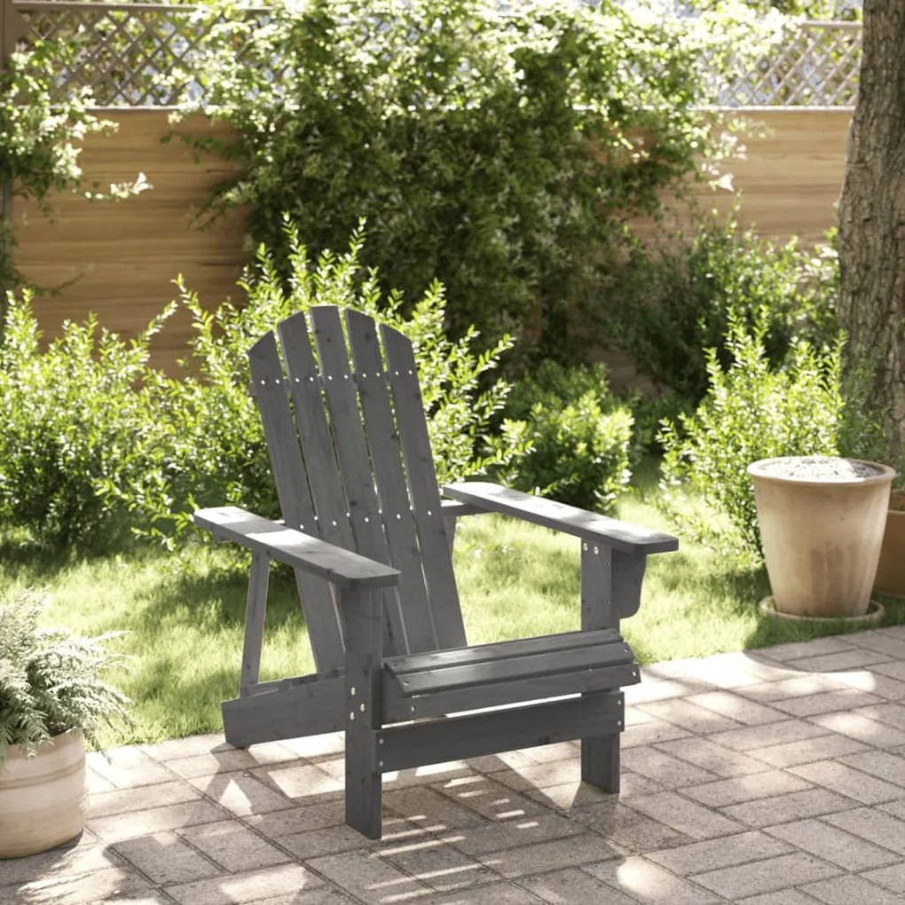 4007244 vidaXL Scaun Adirondack, gri, 69x85x90,5 cm, lemn masiv de brad