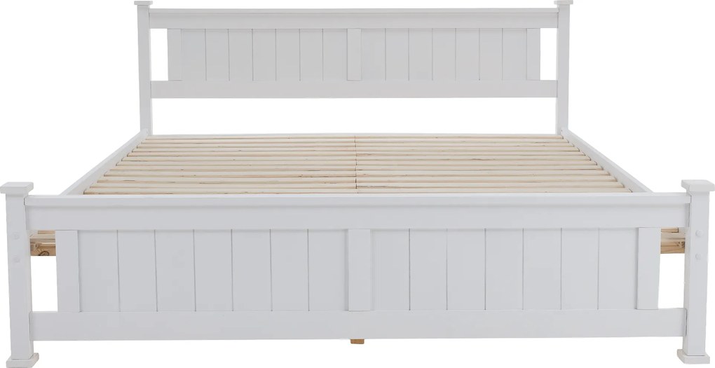 Pat cu lamele, lemn de pin/alb, 160x200, LUCAS NEW