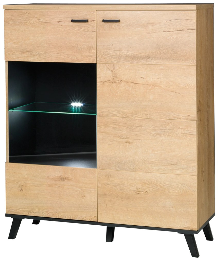 Vitrină Juha 4 (stejar lefkas + negru). 1087630