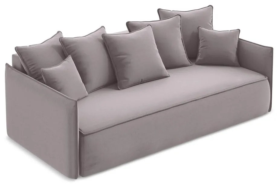 Canapea mov lavandă extensibilă/cu spațiu de depozitare cu tapițerie din catifea 225 cm Hula – Makamii