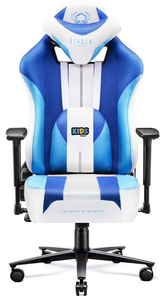 Scaun gaming din material pentru copii Diablo X-Player 2.0: Frost White / alb, Kids Size Diablochairs