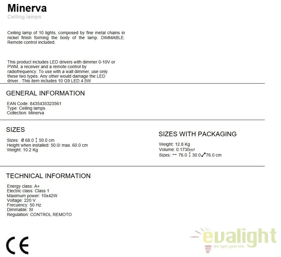 Lustra LED dimabila cu telecomanda design lux 68cm MINERVA SV-872469D