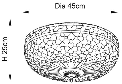 Endon 64276 - Plafonieră Tiffany MILLE FEUX, 2 x E27/60W/230V, Ø 45 cm