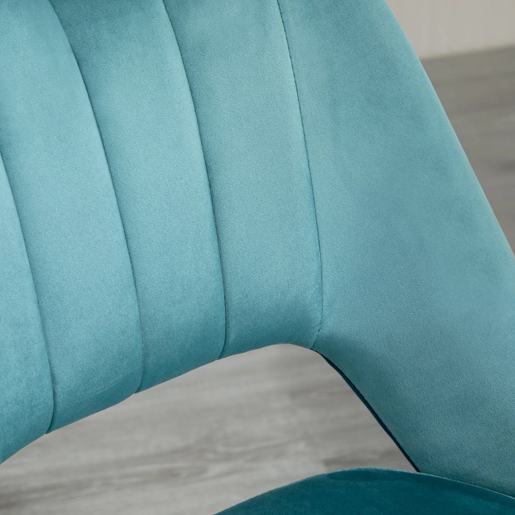 Vinsetto Scaun de birou ergonomic pivotant 360°, spate striat aerisit, înălțime reglabilă, tapițerie catifea, 49x60x91 cm, albastru | Aosom Romania