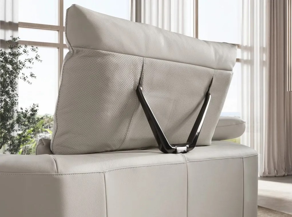 Coltar LUX design italian cu sezlong stanga Cowhide gri deschis