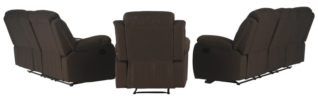 Canapea 3+2+1, material textil maro, FABRON 2 NEW