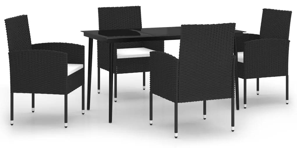 Set de mobilier pentru gradina, 5 piese, negru Negru, Lungime masa 140 cm, 5