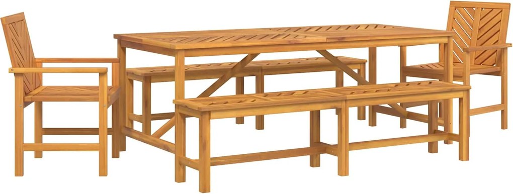 vidaXL Set de masă pentru grădină 5 pcs Maro Lemn Solid de Acacia