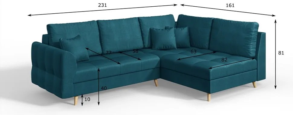 Colțar turcoaz (pe partea dreaptă) Ariella – Ropez