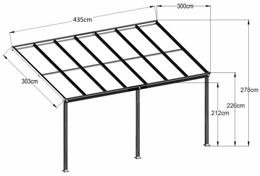 Pergole gradina, ForGarden P-435-1, cu acoperis transparent, 303 cm x 435 cm