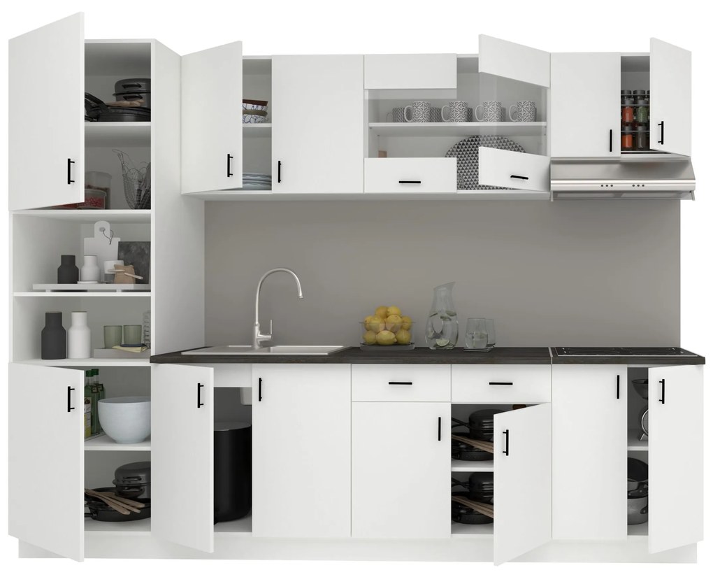 Set Bucatarie Karo V23, Alb, Blat Thermo 28 mm, L 280 cm