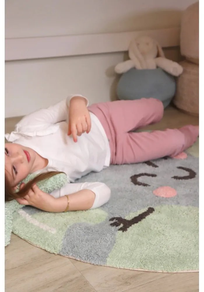 Covor pentru copii albastru lavabil/țesut manual din bumbac ø100 cm Big Big World – Lorena Canals