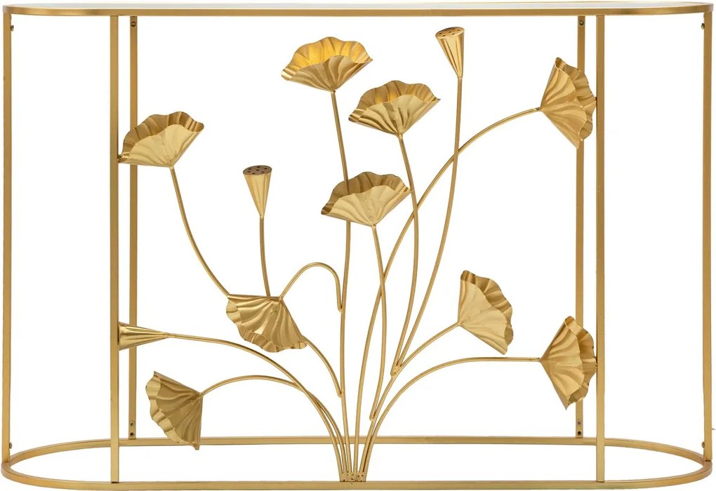 Consola, Flow, Mauro Ferretti, 120 x 40 x 80 cm, fier/MDF/oglinda, auriu