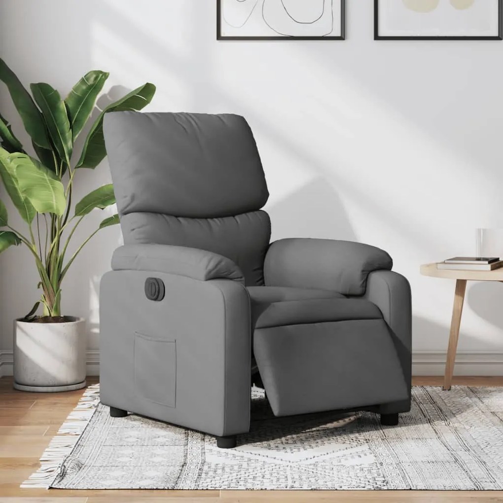 vidaXL Fotoliu rabatabil electric, gri închis, material textil