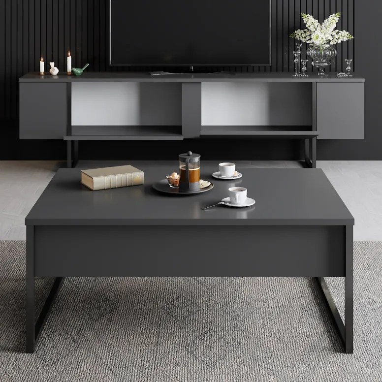 Set de mobilier pentru living Luxe, Antracit- Negru
