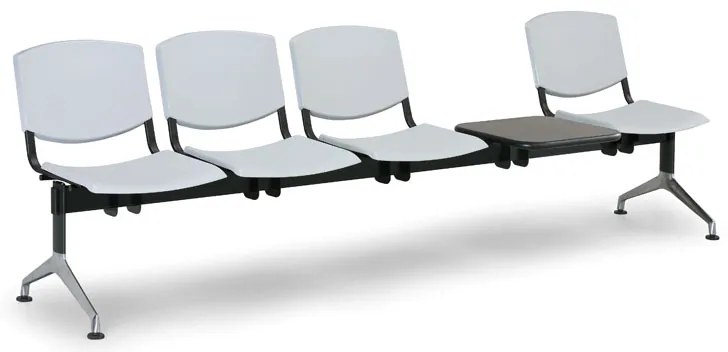 Bancă design plastic, 4 locuri + masă, neagră