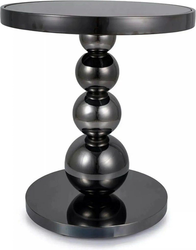 Masuta cafea RIMA, negru, sticla/metal, 50x56 cm