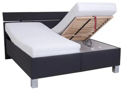 Pat tapițat ALIS 160 x 200 cm cu saltea inclusă și spațiu de depozitare, antracit