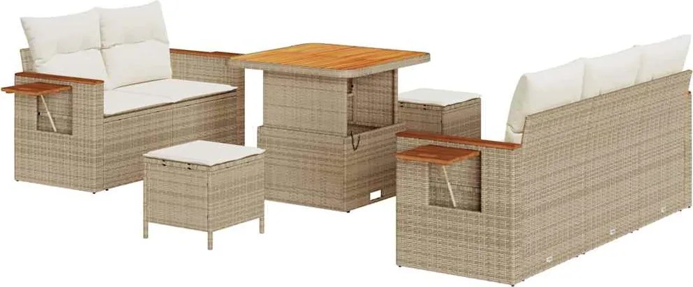 vidaXL Set de canapele pentru grădină 10 pcs Bej și crem poliratan