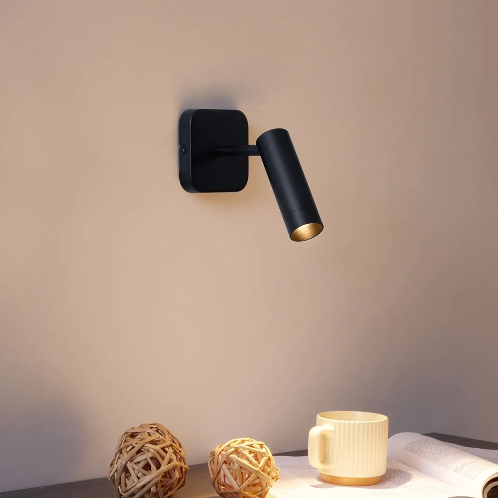 Spot modern de plafon negru rotund GU10 35mm rotativ și înclinabil - Kate