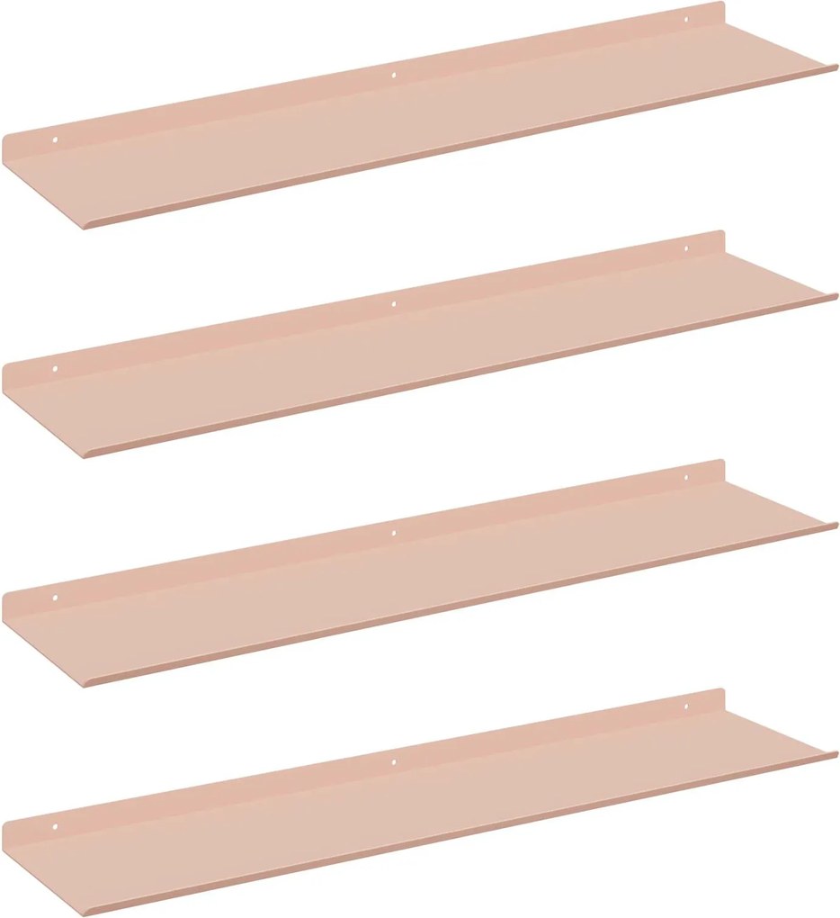 vidaXL Raft suspendat Pe perete 4 pcs Roz 80 x 18 x 2,5 cm Oțel