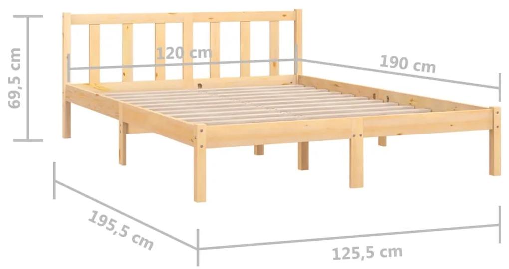 Cadru de pat UK Small Double, 120x190 cm, lemn masiv de pin Maro, 120 x 190 cm