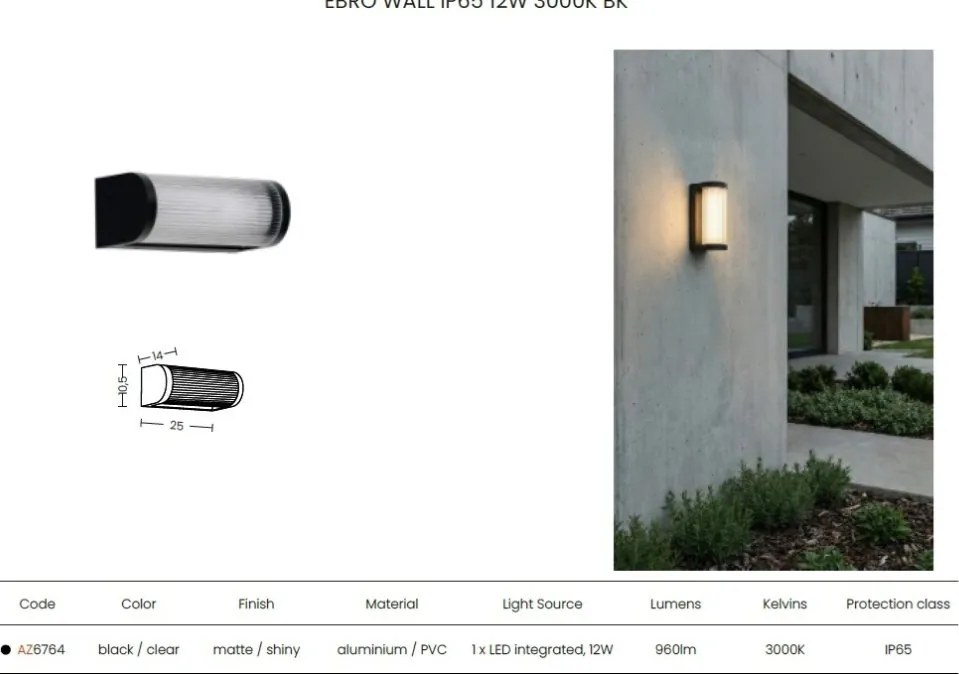 Aplica LED iluminat exterior IP65 EBRO