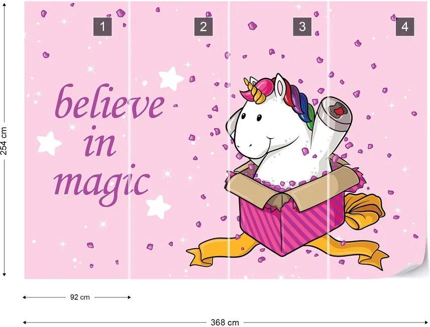 Fototapet GLIX - Unicorn "Believe In Magic" + adeziv GRATUIT Papírová tapeta  - 368x254 cm