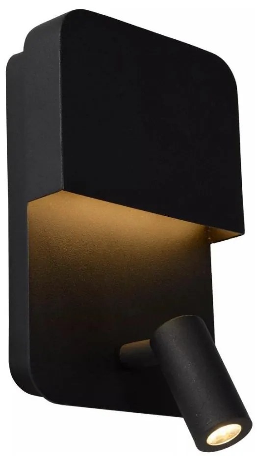 Aplică  Lucide 79200/08/30 BOXER LED/5W/230V + LED/5W USB negru