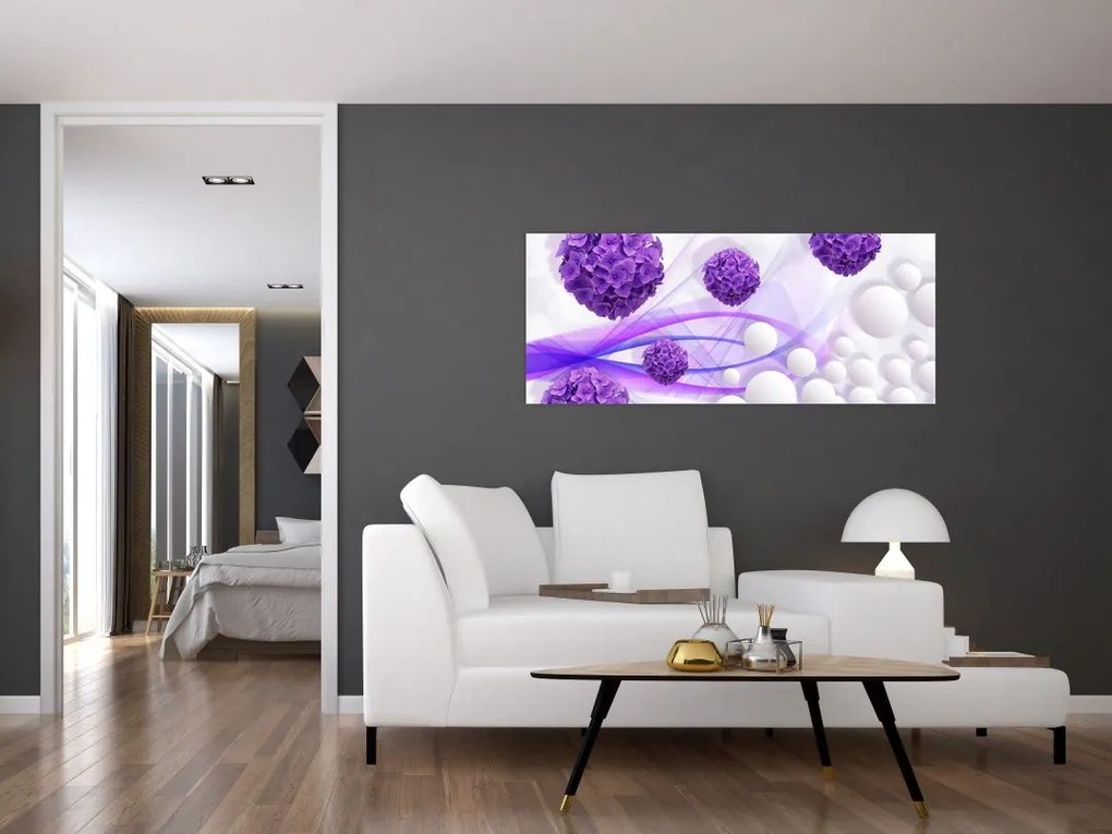 Obraz - Bilă, bile mici, flori (120x50 cm)