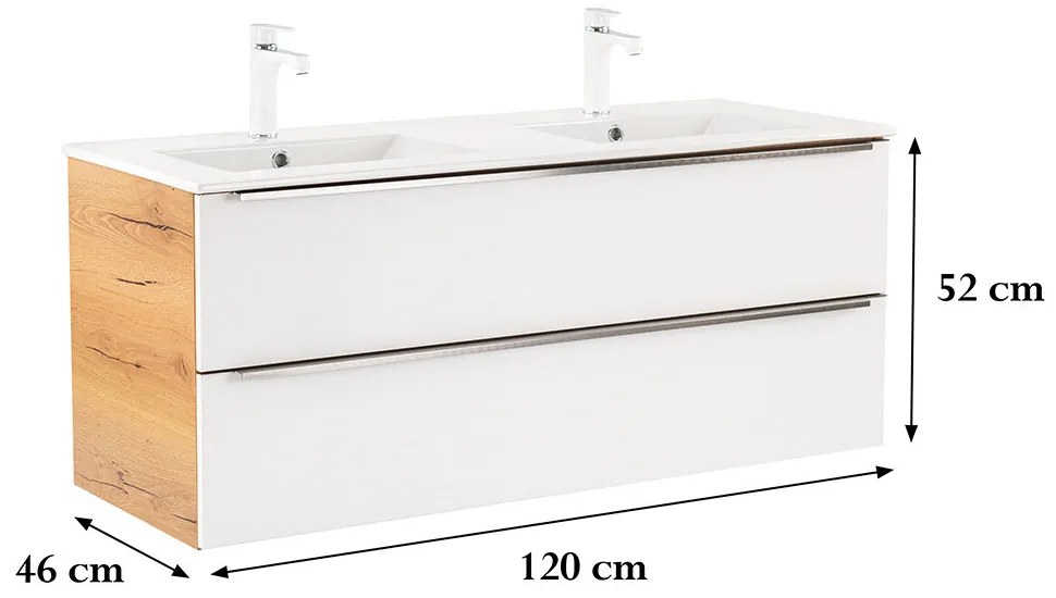 Dulap de bază Vario Trim 120 cu chiuvetă stejar-alb