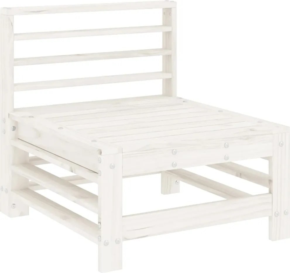 vidaXL Canapea de mijloc pentru grădină, alb, lemn masiv de pin