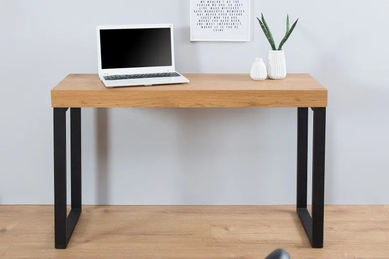 Birou design industrial Black Desk 120cm, negru/ stejar