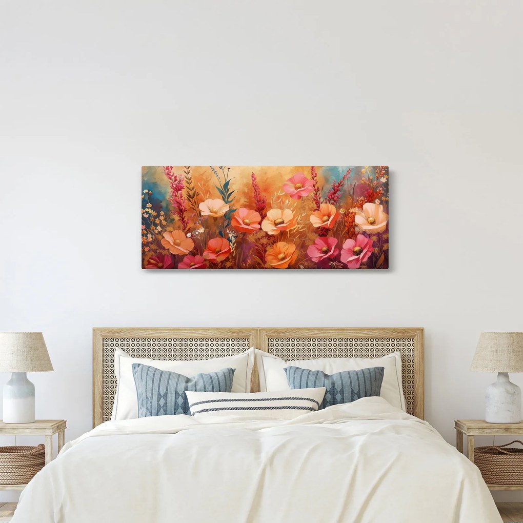 Tablou - Flori de pajiște, pictură (120x50 cm)