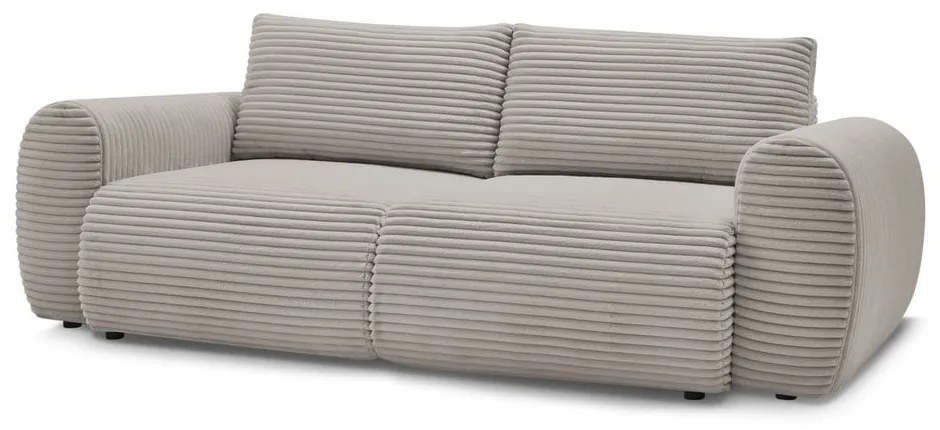 Canapea gri deschis/bej extensibilă cu tapițerie din catifea reiată 257 cm Lucien – Bobochic Paris