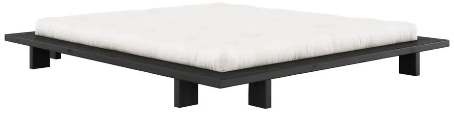 Pat dublu negru din lemn de pin cu grilă 180x200 cm Japan - Karup Design