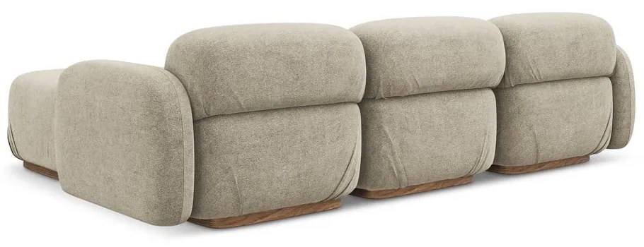 Colțar modular bej cu tapițerie din țesătură bouclé Ailani – Makamii