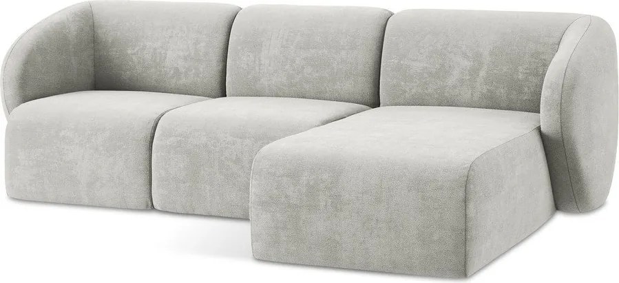 Colțar gri deschis cu tapițerie din chenille (cu colț pe partea dreaptă/cu șezlong) Lani – Makamii