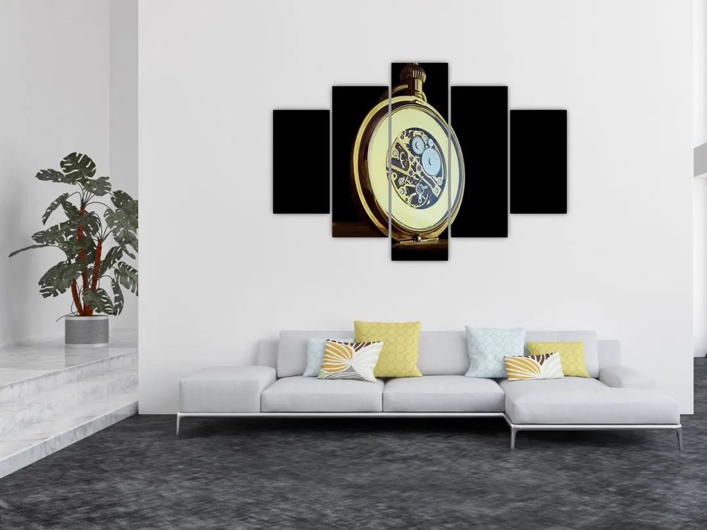 Tablou cu ceas de buzunar de aur (150x105 cm)