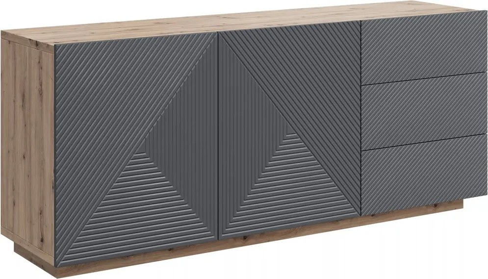 Comodă Asha 167 cm cu două uși și sertare - artisan / rivier stone mat